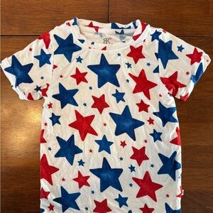 Bums & Roses- Kids Star Print T-Shirt - Red and Blue 3T